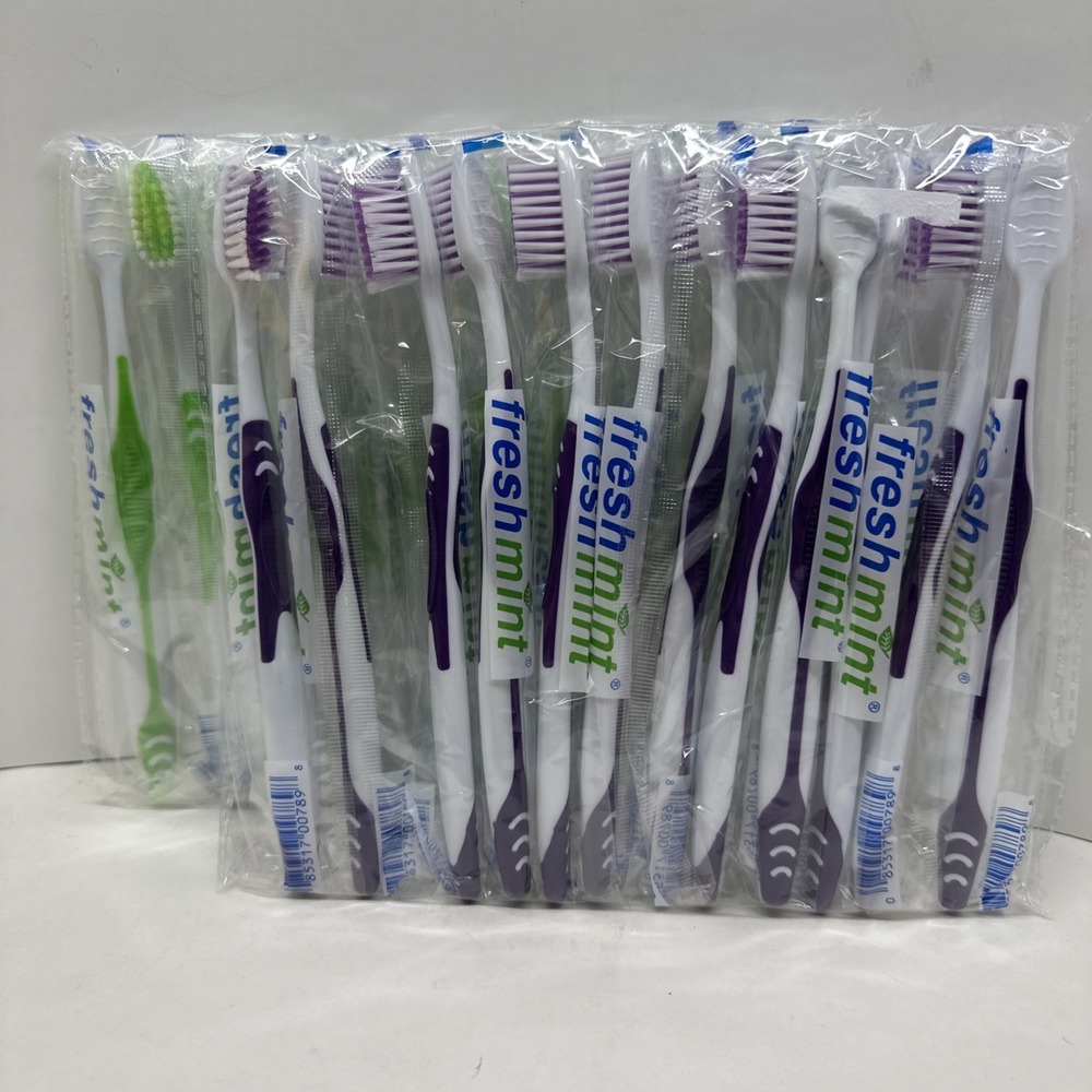 Toothbrush Bulk Lot of 24 Adult Rubber Grip Fresh Mint Individually Wrapped